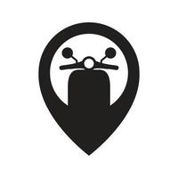 scooter avec emplacement carte pin logo icône symbole vecteur conception graphique