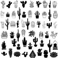 diverses collections de cactus. illustration de style silhouette vintage. ensemble succulent. vecteur