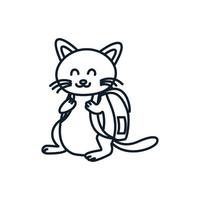 chat ou minou ou chaton ou animal de compagnie à l'école ligne mignon dessin animé logo icône illustration vecteur