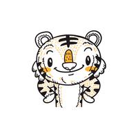 vecteur de dessin animé mignon petit tigre doodle