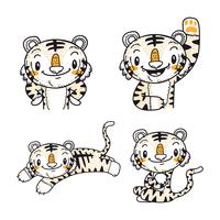 vecteur de dessin animé mignon petit tigre doodle