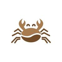 grains de café avec illustration de conception de logo de crabe vecteur