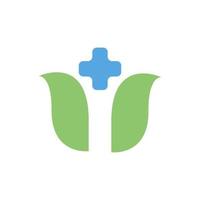 feuille avec croix soins de santé médicaux logo icône symbole vecteur conception graphique