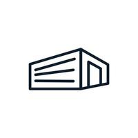 entrepôt minimaliste dessin au trait contour logo vecteur icône illustration