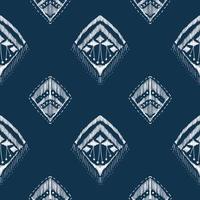 diamant blanc sur bleu indigo. motif géométrique oriental ethnique design traditionnel pour le fond tapis papier peint vêtements emballage batik tissu illustration vectorielle style de broderie vecteur