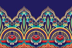 fleur vert rouge sur bleu marine. motif oriental ethnique géométrique design traditionnel pour le fond tapis papier peint vêtements emballage batik tissu illustration vectorielle style de broderie vecteur