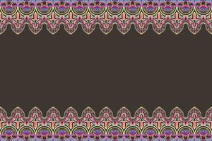 fleur rose, violet, vert, jaune sur marron. motif géométrique oriental ethnique design traditionnel pour le fond tapis papier peint vêtements emballage batik tissu illustration vectorielle style de broderie vecteur