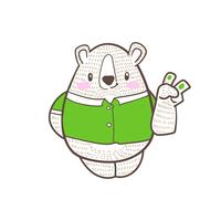 vecteur de dessin animé mignon petit ours doodle