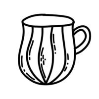 jolie tasse de style doodle. ustensiles de cuisine linéaire de vecteur