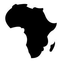 Carte détaillée du continent africain en silhouette noire vecteur