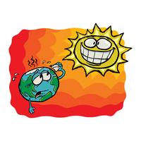 dessin animé soleil et terre vecteur