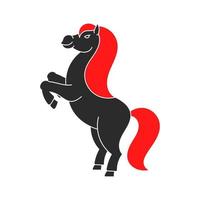 silhouette de couleur. cheval cabré. l'animal de ferme se tient sur ses pattes arrière. style de bande dessinée. illustration vectorielle plane simple. vecteur