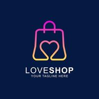 création de logo dégradé love shop vecteur