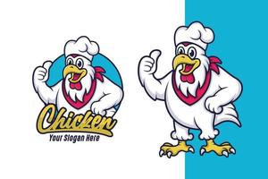 modèle de logo de conception de mascotte de poulet vecteur