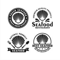 collection de logos de coquillages de restaurant de fruits de mer vecteur