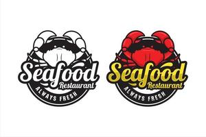 logo premium de crabe de restaurant de fruits de mer vecteur
