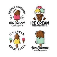 collection de logos de conception de crème glacée vecteur
