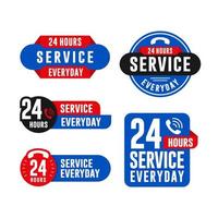 service 24 heures sur 24 collection de conceptions de badges quotidiens vecteur