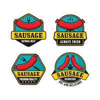 collection de logo de viande naturelle de saucisse vecteur