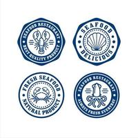 collection de logos de conception de timbres de restaurant de fruits de mer vecteur