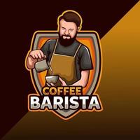 création de logo de mascotte de café barista vecteur
