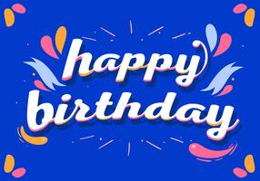 Typographie de joyeux anniversaire sur fond bleu vecteur