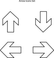 définir l'icône de la flèche. collection de différents signes de flèches. ensemble d'icônes plates, de signes, de flèches de symboles pour la conception d'interface, la conception Web, les applications et plus encore. vecteur
