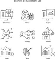 icônes d'illustration vectorielle ensemble d'affaires et de finances sur fond blanc. vecteur