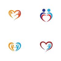 conception de logo et de personnes de coeur, concept de vecteur de charité et de soutien, illustration vectorielle d'amour et de vie heureuse.