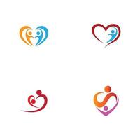 conception de logo et de personnes de coeur, concept de vecteur de charité et de soutien, illustration vectorielle d'amour et de vie heureuse.