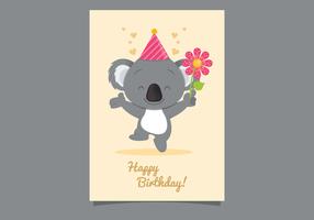 Carte d&#39;anniversaire mignonne de koala vecteur