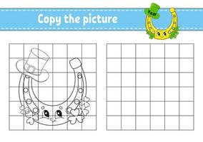 copier l'image. pages de livre de coloriage pour les enfants. feuille de travail de développement de l'éducation. st. le jour de patrick. jeu pour enfants. pratique de l'écriture manuscrite. personnage de dessin animé. vecteur