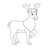 cerf animal. page de livre de coloriage pour les enfants. personnage de style dessin animé. illustration vectorielle isolée sur fond blanc. vecteur