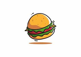 illustration kawaii mignonne de hamburger vecteur