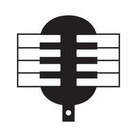 microphone podcast musique avec piano logo design vecteur symbole graphique icône signe illustration idée créative