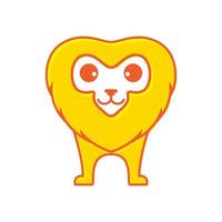 dessin animé mignon lion jaune logo design vecteur symbole graphique icône signe illustration idée créative