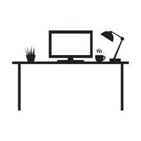 table minimaliste avec espace de travail informatique création de logo vecteur symbole graphique icône signe illustration idée créative