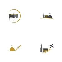 ensemble d'illustration de logo hajj et umrah vecteur