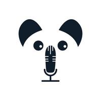 koala avec création de logo de microphone vecteur