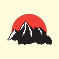 montagne avec coucher de soleil forme logo vintage icône illustration vectorielle conception vecteur