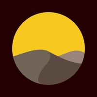Colline colorée du désert avec création de logo de cercle de coucher de soleil vecteur symbole graphique icône signe illustration idée créative
