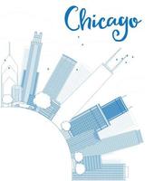 décrivez les toits de la ville de chicago avec des gratte-ciel bleus et un espace de copie. vecteur