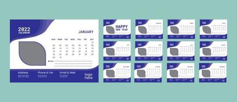 conception de calendrier de bureau de couleur violette vecteur