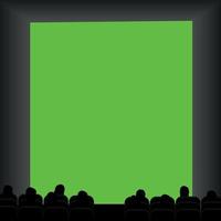 le public du cinéma regarde l'écran vert. illustration vectorielle vecteur