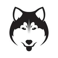 visage isolé loup noir ou husky sibérien logo design vecteur symbole graphique icône signe illustration idée créative