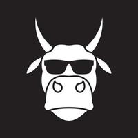 tête cool vache avec lunettes de soleil logo symbole icône vecteur conception graphique illustration idée créative