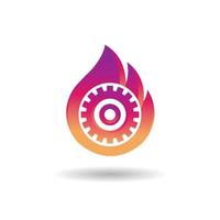 engrenage flamme feu logo et image vectorielle vecteur