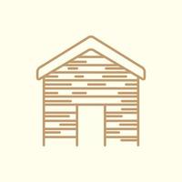 maison ou maison chalet bois ligne vintage simple logo vecteur icône illustration design