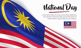 bonne fête nationale malaisie. bannière, carte de voeux, conception de flyer. conception de modèle d'affiche vecteur