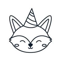tête de renard sourire mignon dessin animé ligne logo illustration vectorielle vecteur